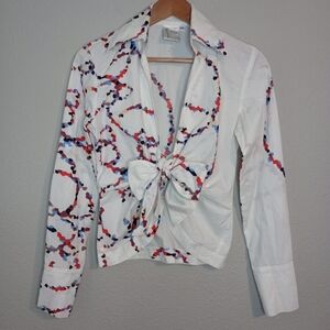 Finley Lacey tie front long sleeve printed shirt